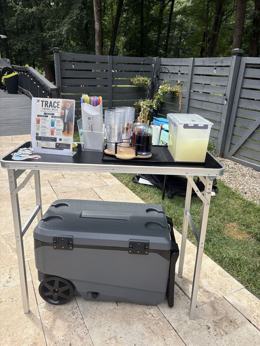 Trace Travel Brew pop-up setup at a local gathering
