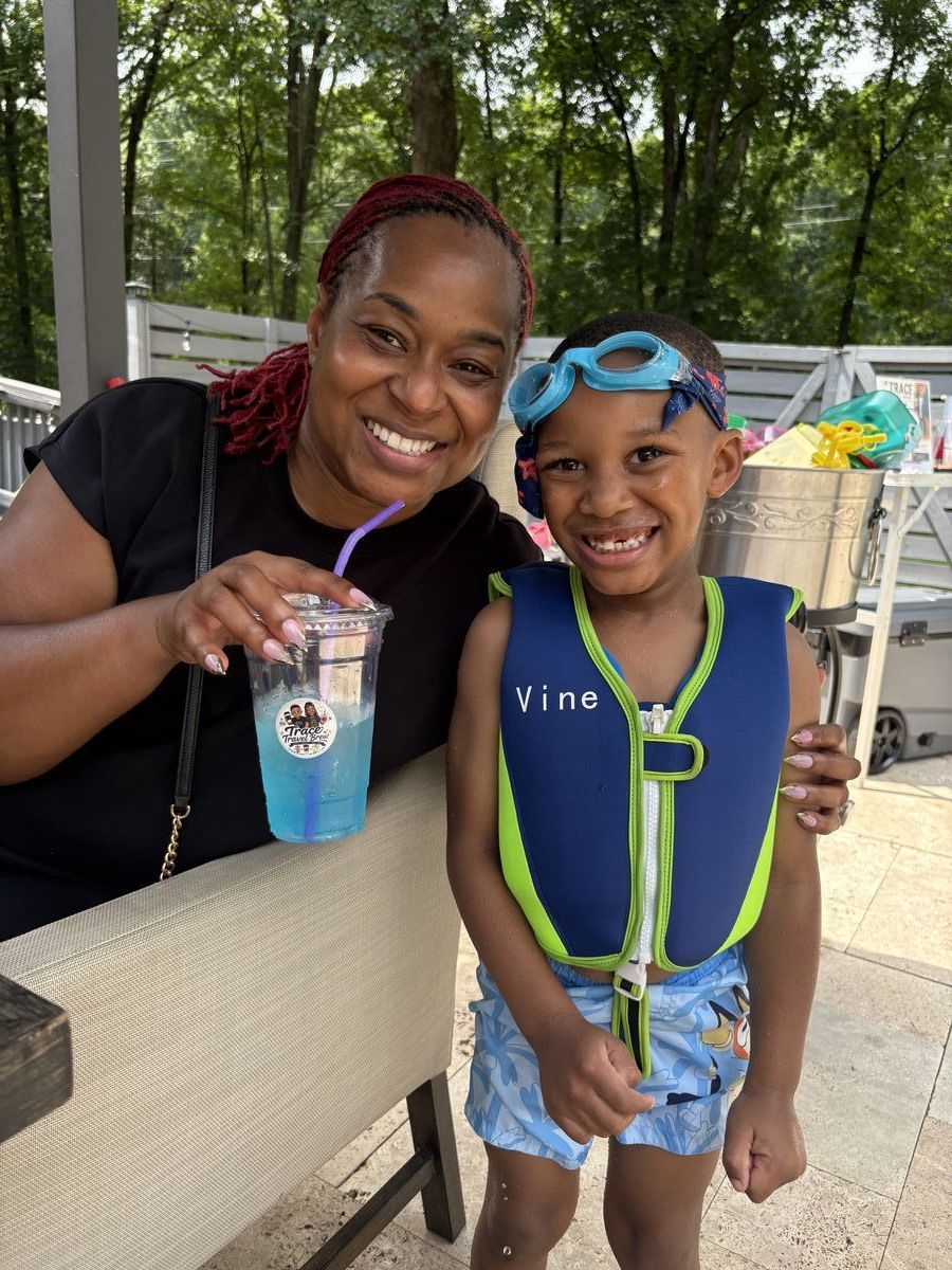 Trace serving customers at a pop-up event